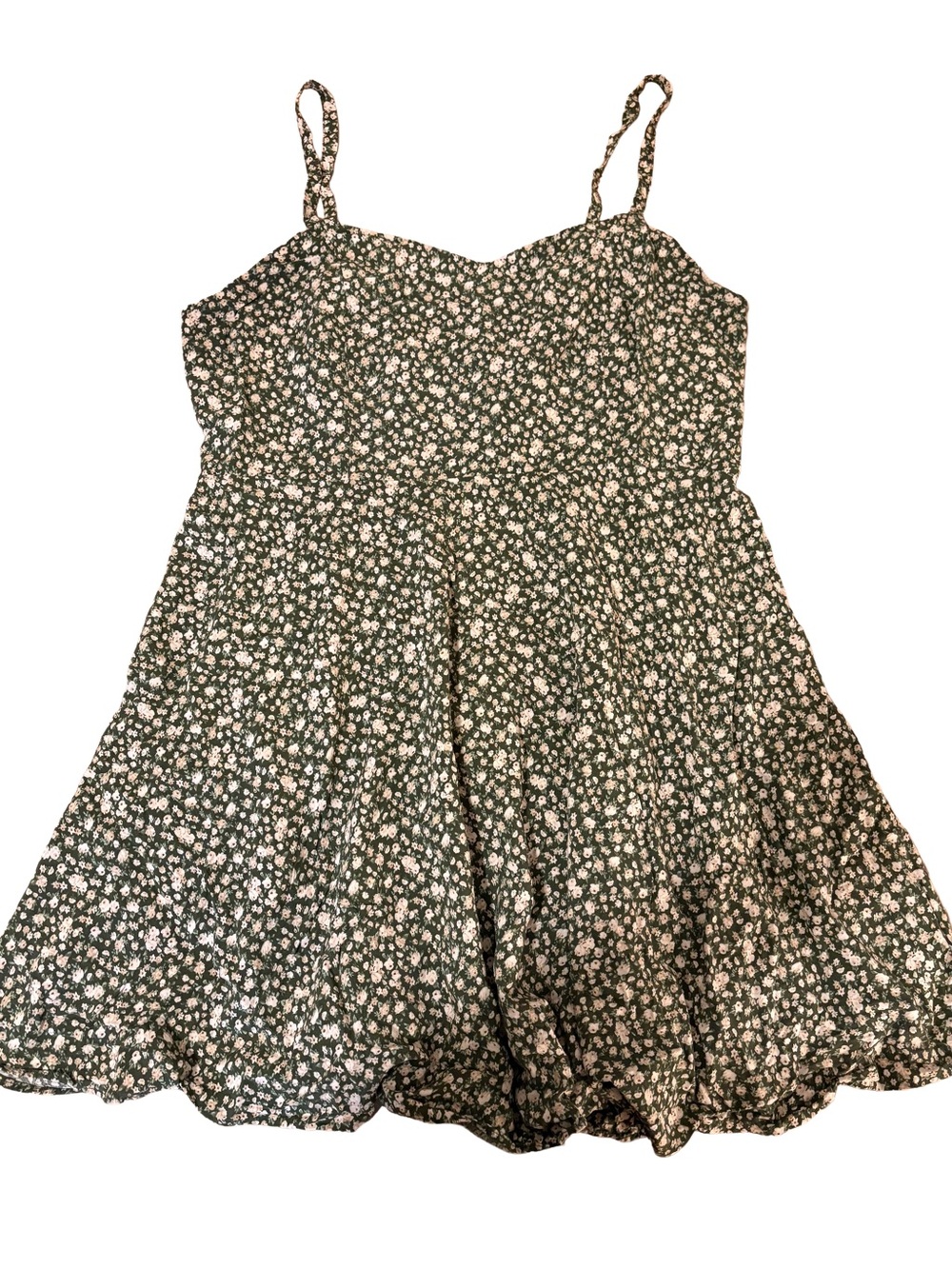 Floral Spaghetti-Strap Sundress - Green/White